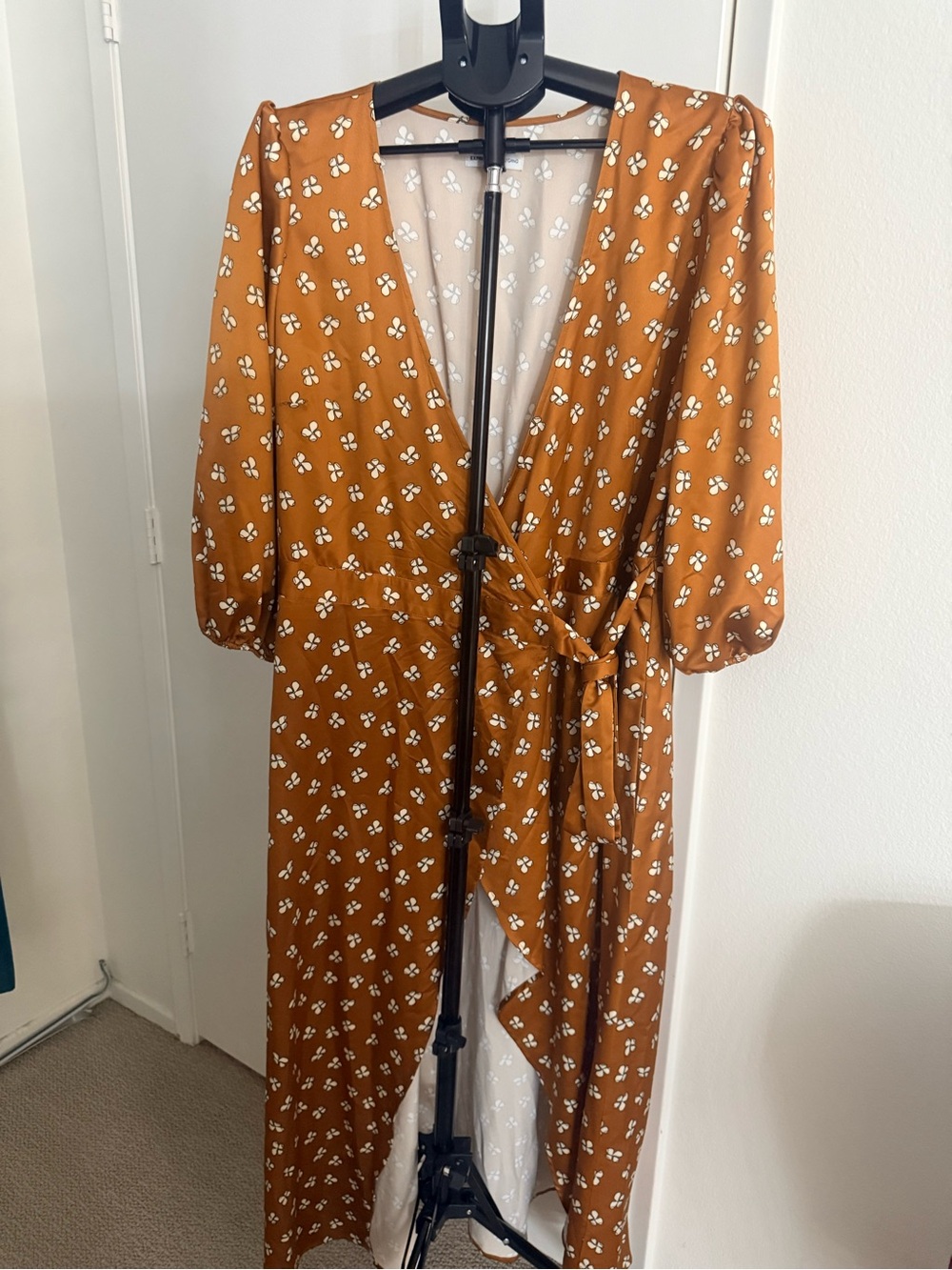 Express X Rust Floral Wrap Dress